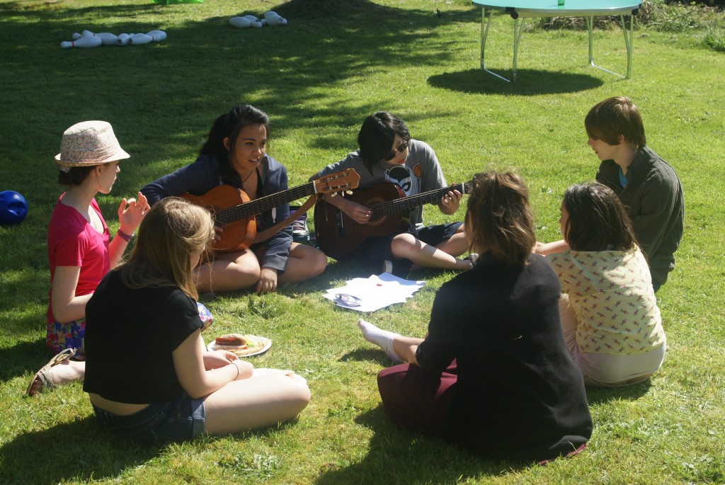 Enjoying a sing song.