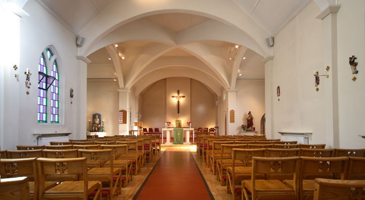 The beautiful Holy Angels Church interior